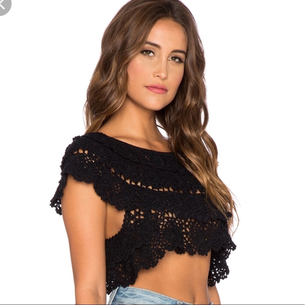 Cleobella Holly Tiered Cotton Crochet Crop Top - Picture 1 of 8